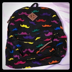 Backpack with Mustache Pattern